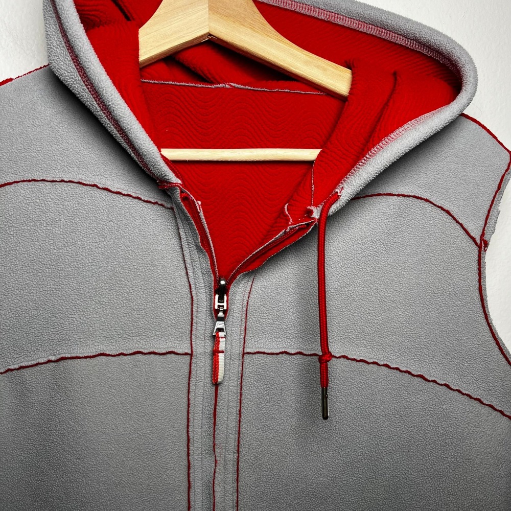 Nike Therma Fit Reversible Hooded Vest Textured Red Gray Boys size large 12-14 - Picture 10 of 14